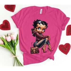 Betty Boop Louis Vuitton LV Burgundy money bag beauty gift Girlfriend T shirt